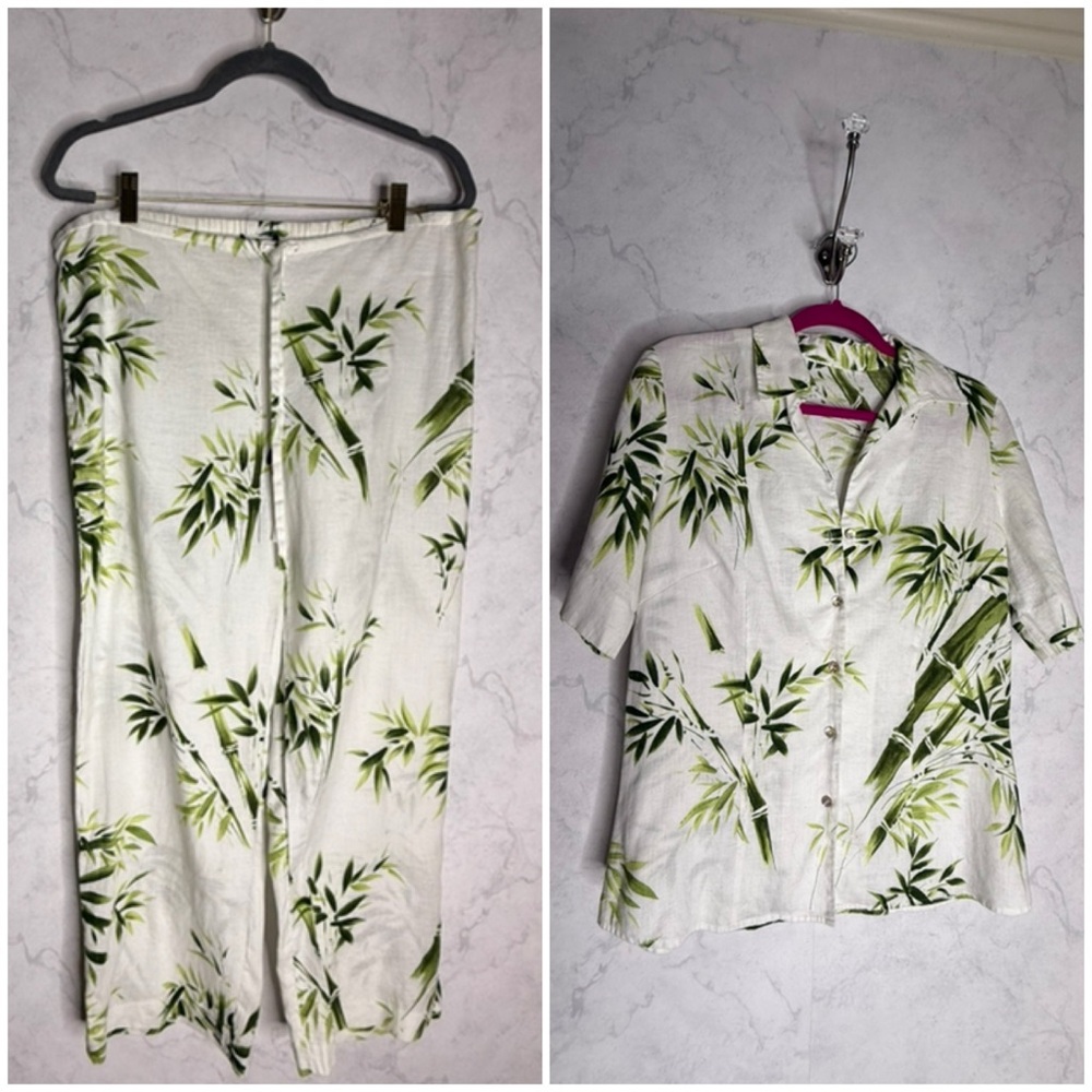 Vintage linen tropical Hawaiian coord matching set